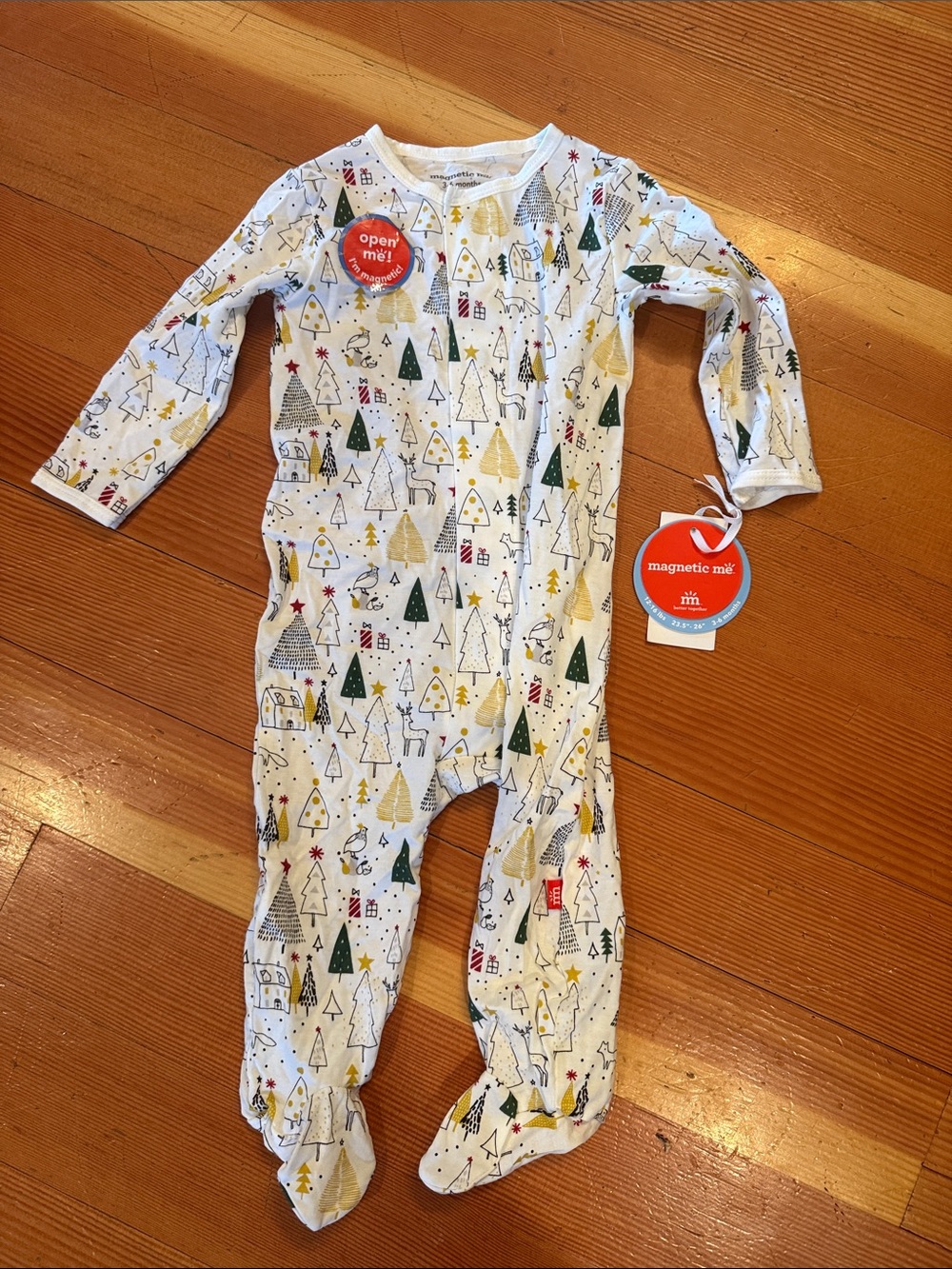 Magnetic Me White Holiday Tree & Reindeer Footed One-Piece